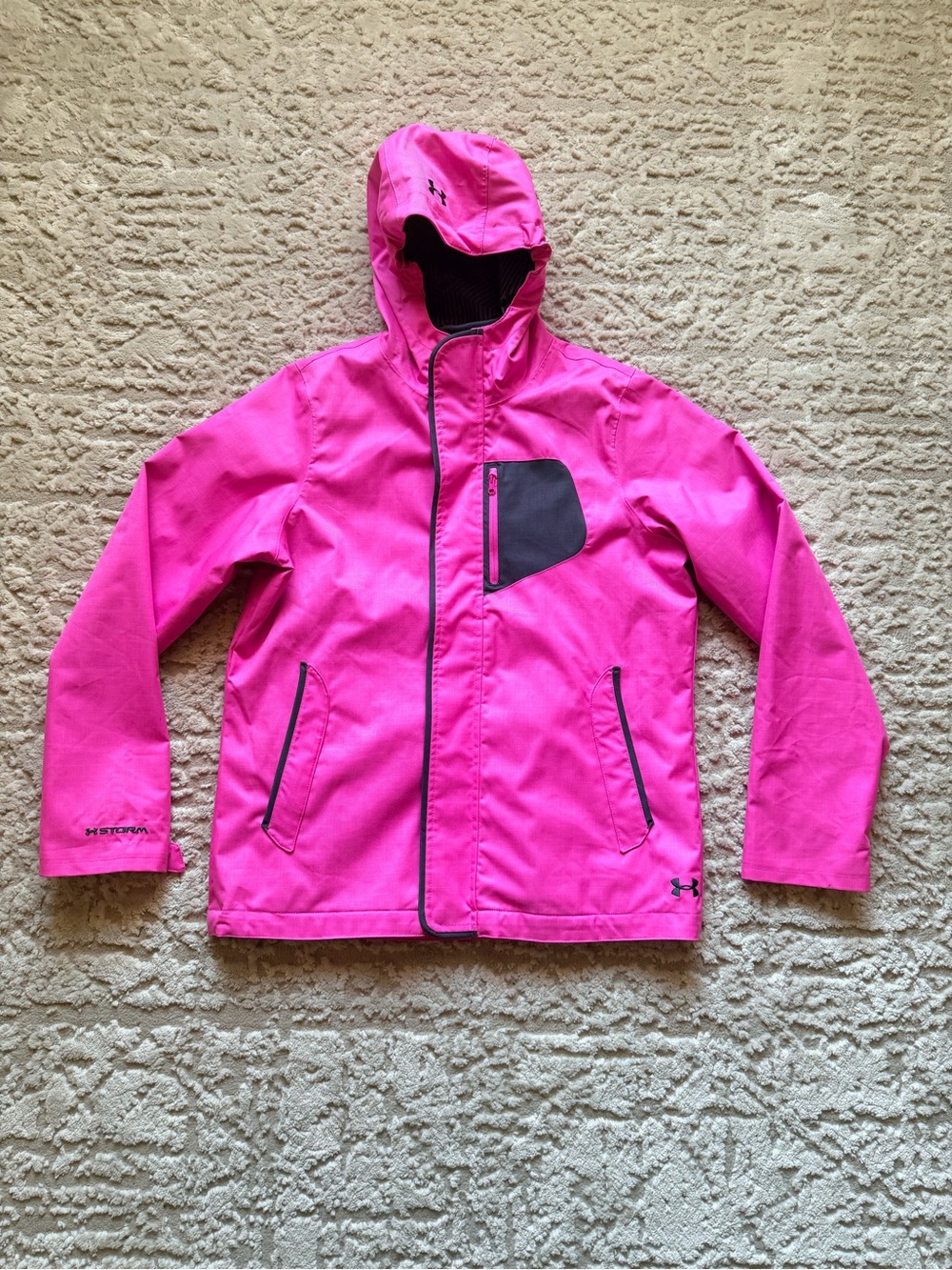 Under Armour GEMMA 3 in 1 Pink Hooded Winter Jacket with Contrast Pocket